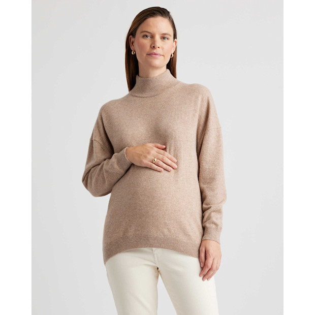 Quince Mongolian Cashmere Maternity Turtleneck Sweater.