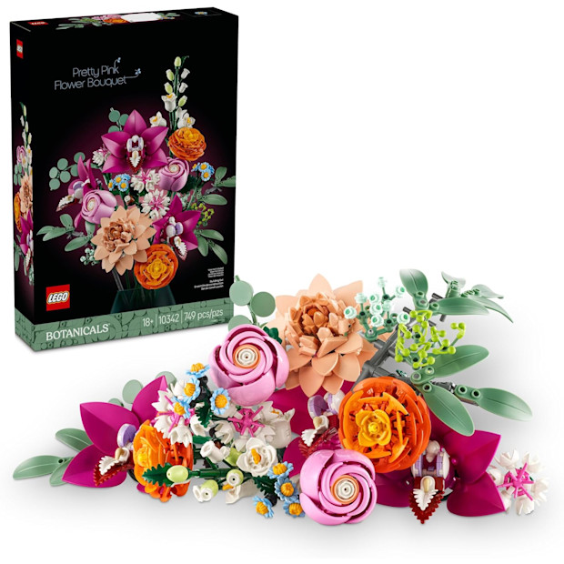 LEGO Botanicals Pretty Pink Flower Bouquet Building Set.