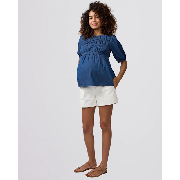 Ingrid & Isabel Chambray Smocked Maternity Top.