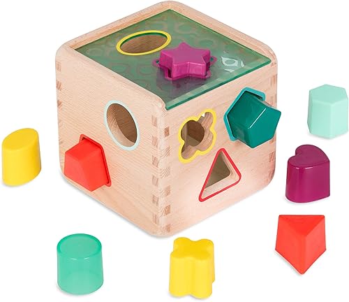 B. toys  Wonder Cube Wooden Shape Sorter Cube.