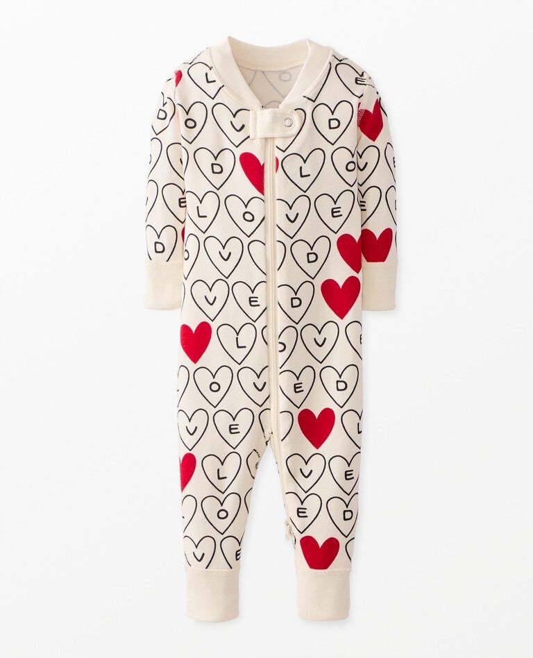 Hanna Andersson Valentine's Baby 2-Way Zip Sleeper.