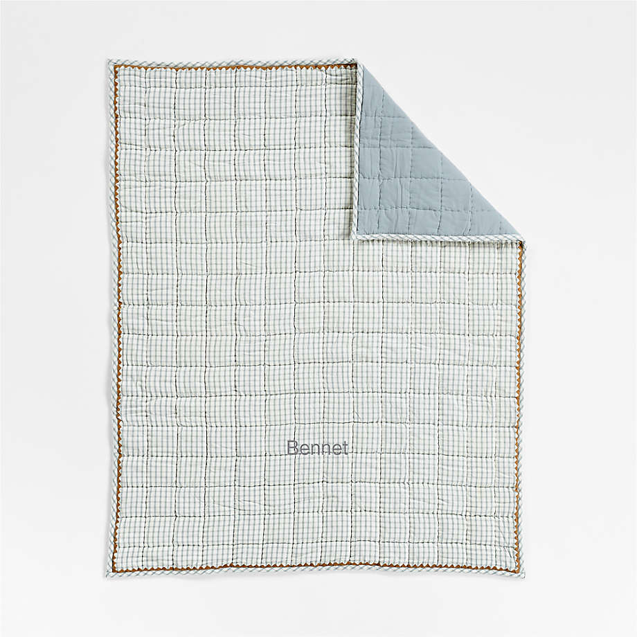 Windowpane Plaid Organic Cotton Baby Crib Quilt.