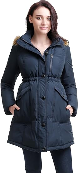 Momo Maternity  Outerwear Women Nori Hooded Down Parka Coat Pregnancy Winter Jacket - Navy.