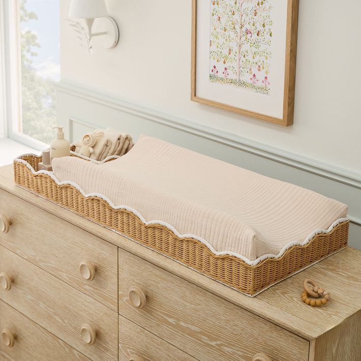 West Elm Kids Scallop Rattan Universal Changing Table Topper.