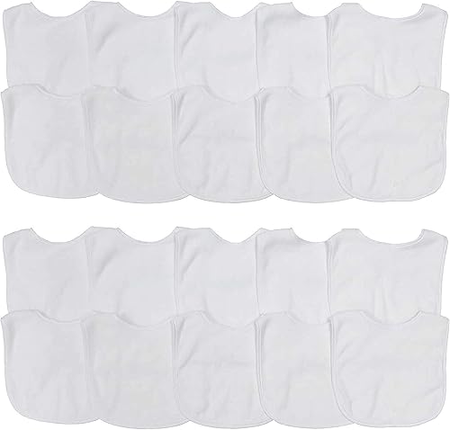 Neat Solutions 2-Ply Knit Terry Bibs in White - 20 Pack.