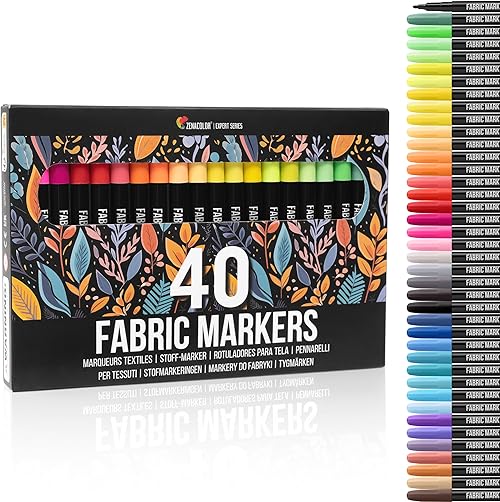Zenacolor  Non-Toxic Fabric Markers Set, 40-count.