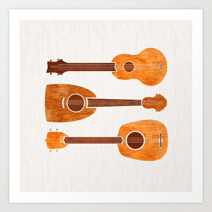 Modern Tropical Hawaiian Ukuleles Art Print.