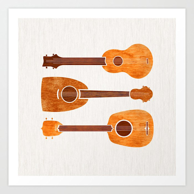 Modern Tropical Hawaiian Ukuleles Art Print.