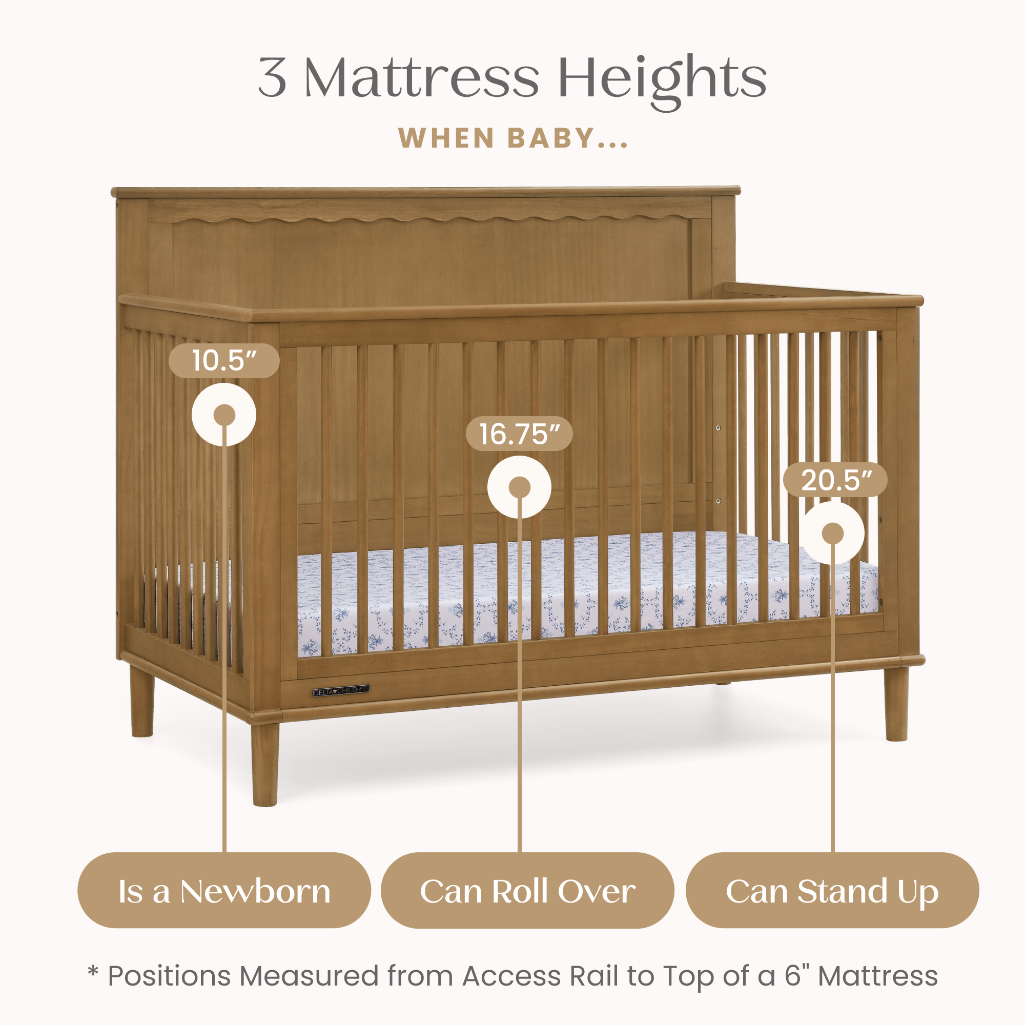 Delta Children Penelope 6-in-1 Convertible Crib - Acorn.