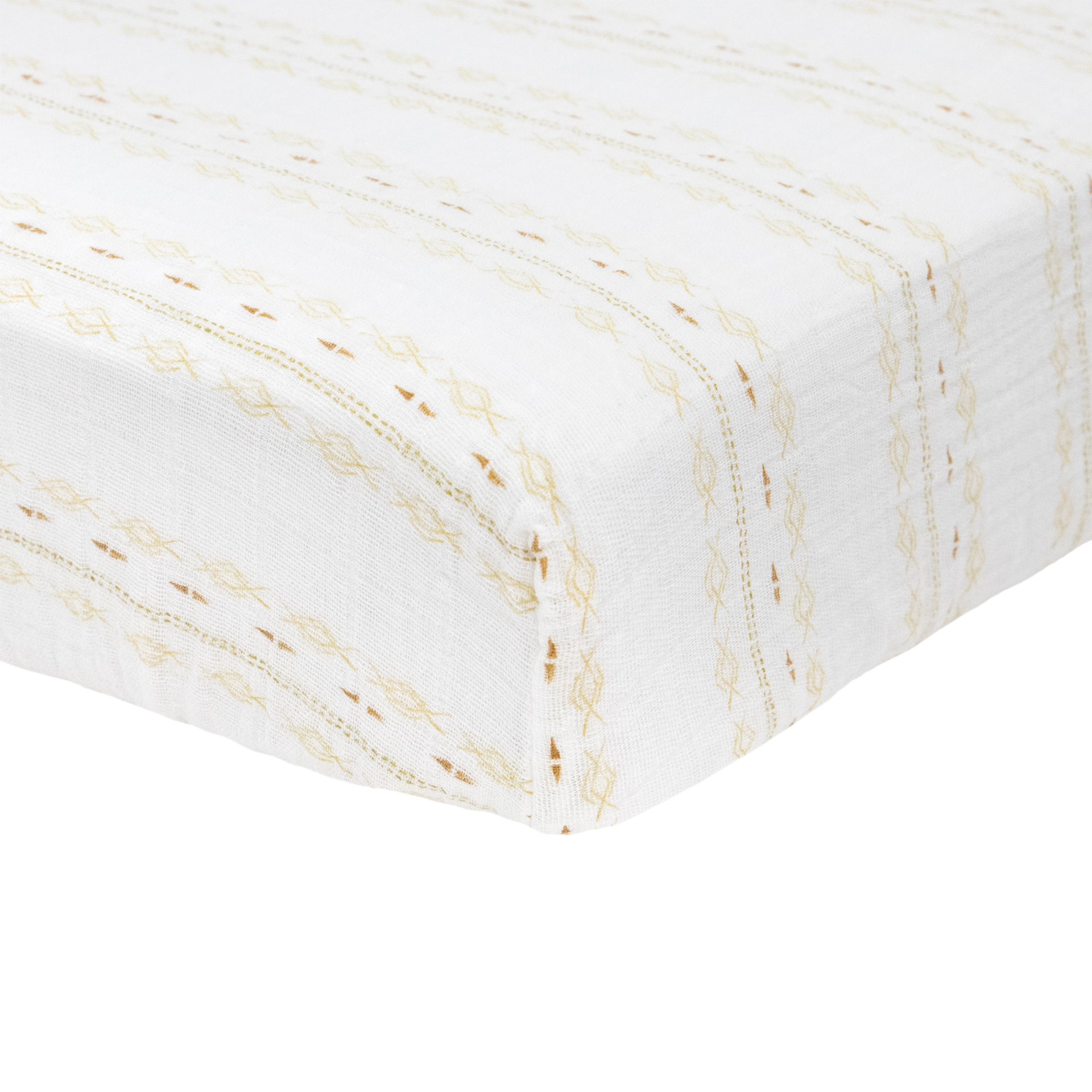 Little Unicorn Cotton Muslin Crib Sheet Gold Diamond Stripe