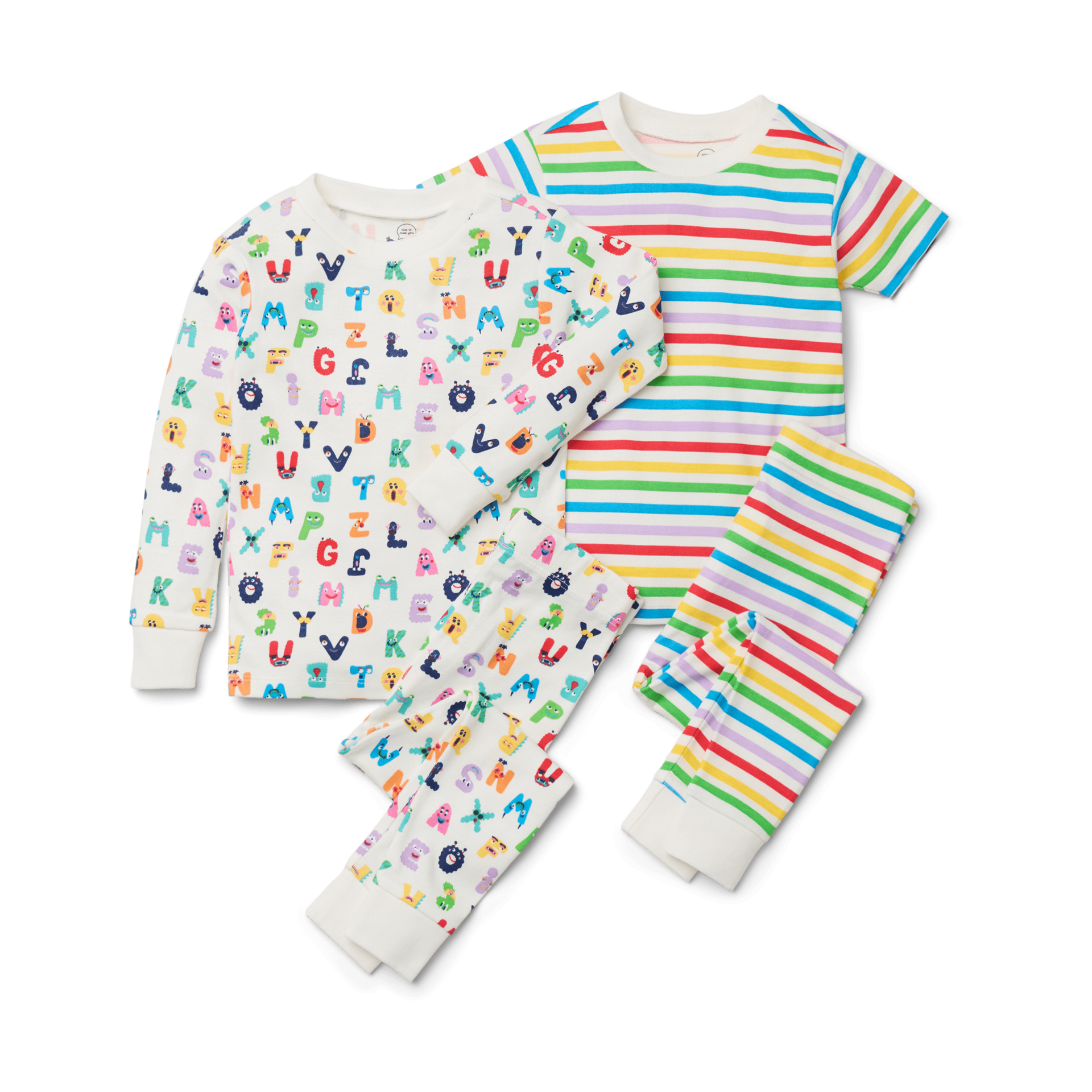 Small Story Pajamas Set 2 Pack - Alphabet Monsters, 4 T.