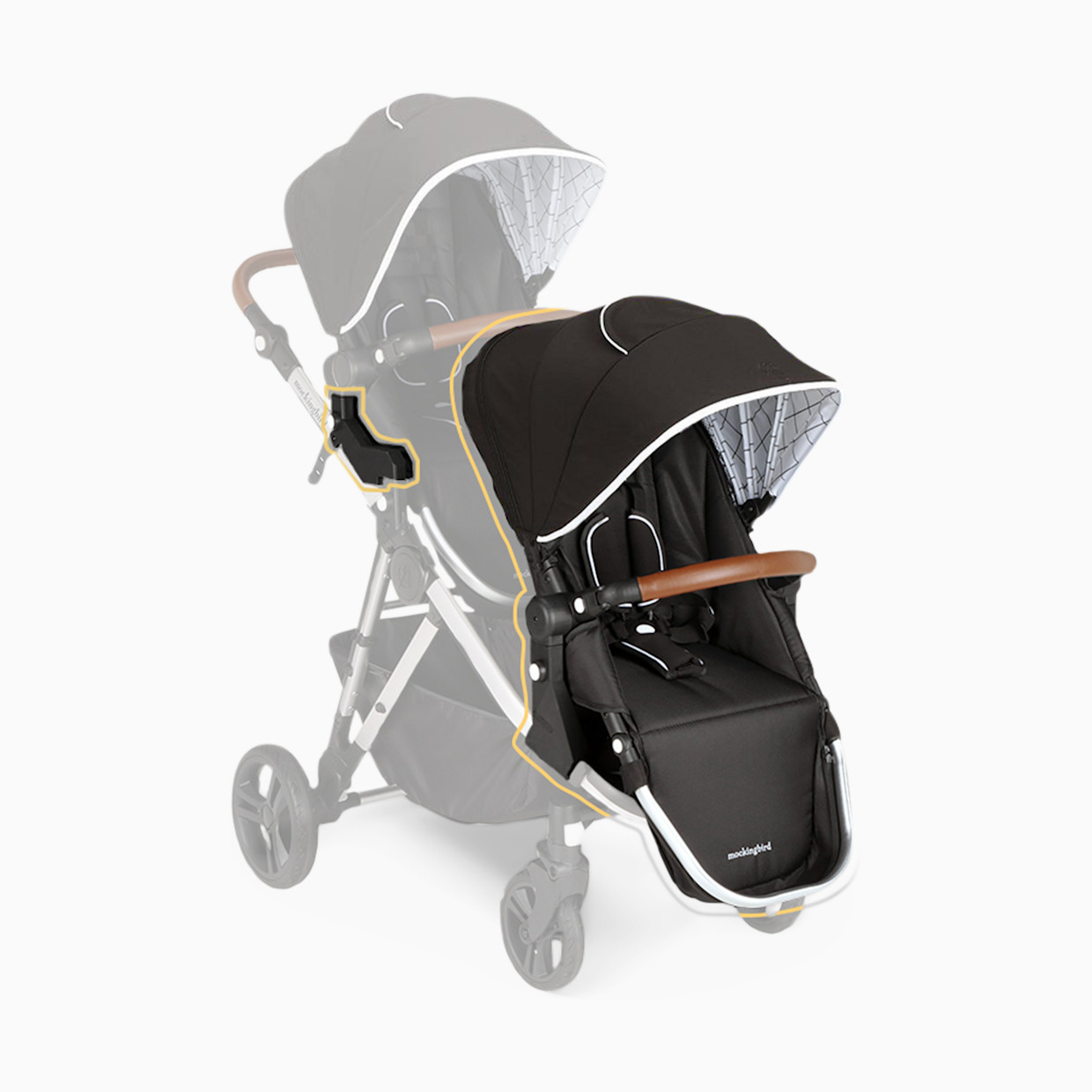 Mockingbird 2nd Seat Kit 2.0 - Black/Windowpane Canopy With Penny Leather (2020).