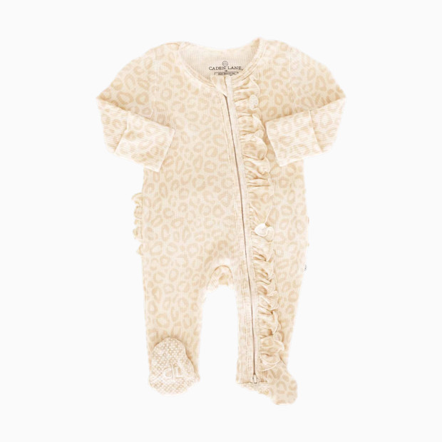 Caden Lane Bamboo Waffle Ruffle Zipper Footie.