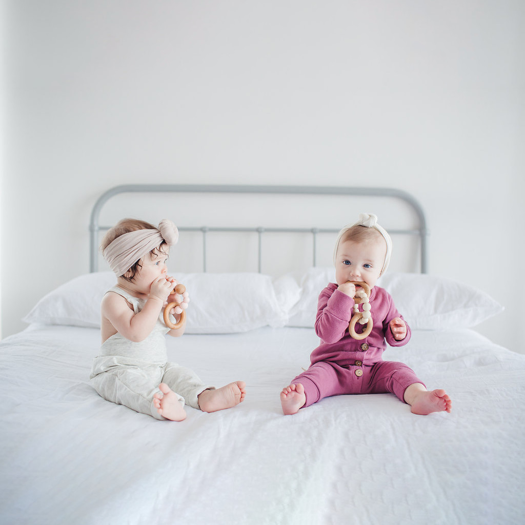 Loulou Lollipop Bubble Silicone & Wood Teething Rattle - Rainbow.