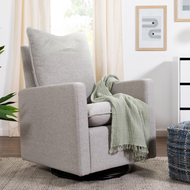 babyletto Cali Pillowback Swivel Glider - Performance Grey Eco Weave.