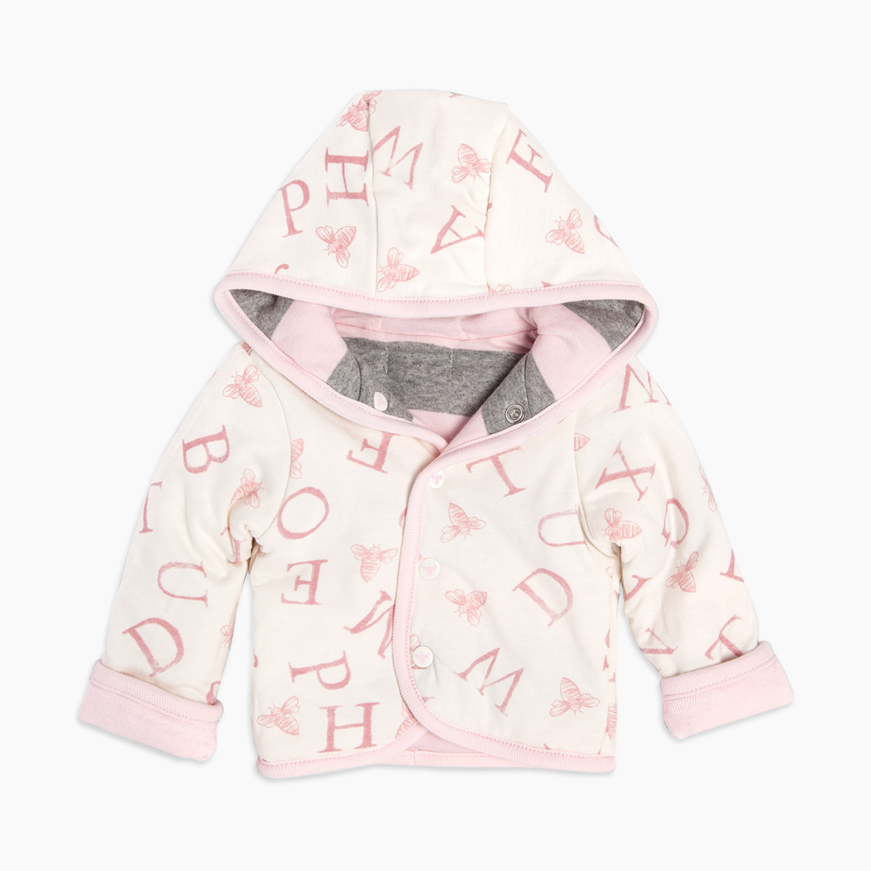 Burt's Bees Baby Organic Watercolor A Bee C Reversible Jacket - Blossom, 0-3 Months.
