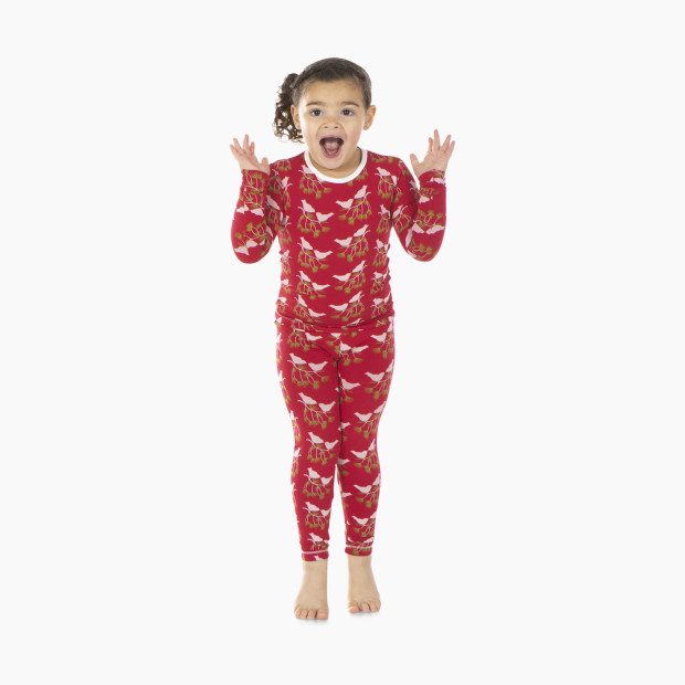 KicKee Pants Long Sleeve Toddler Pajamas - Crimson Kissing Birds, 3 T.