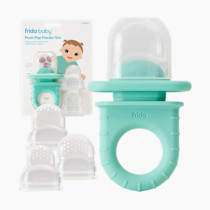 Frida Baby Push Pop Feeder, Baby Fruit Food Feeder to Safely Introduce New Foods, Fresh + Frozen, Silicone, BPA Free, Dishwasher Safe | 3 Count, Teal