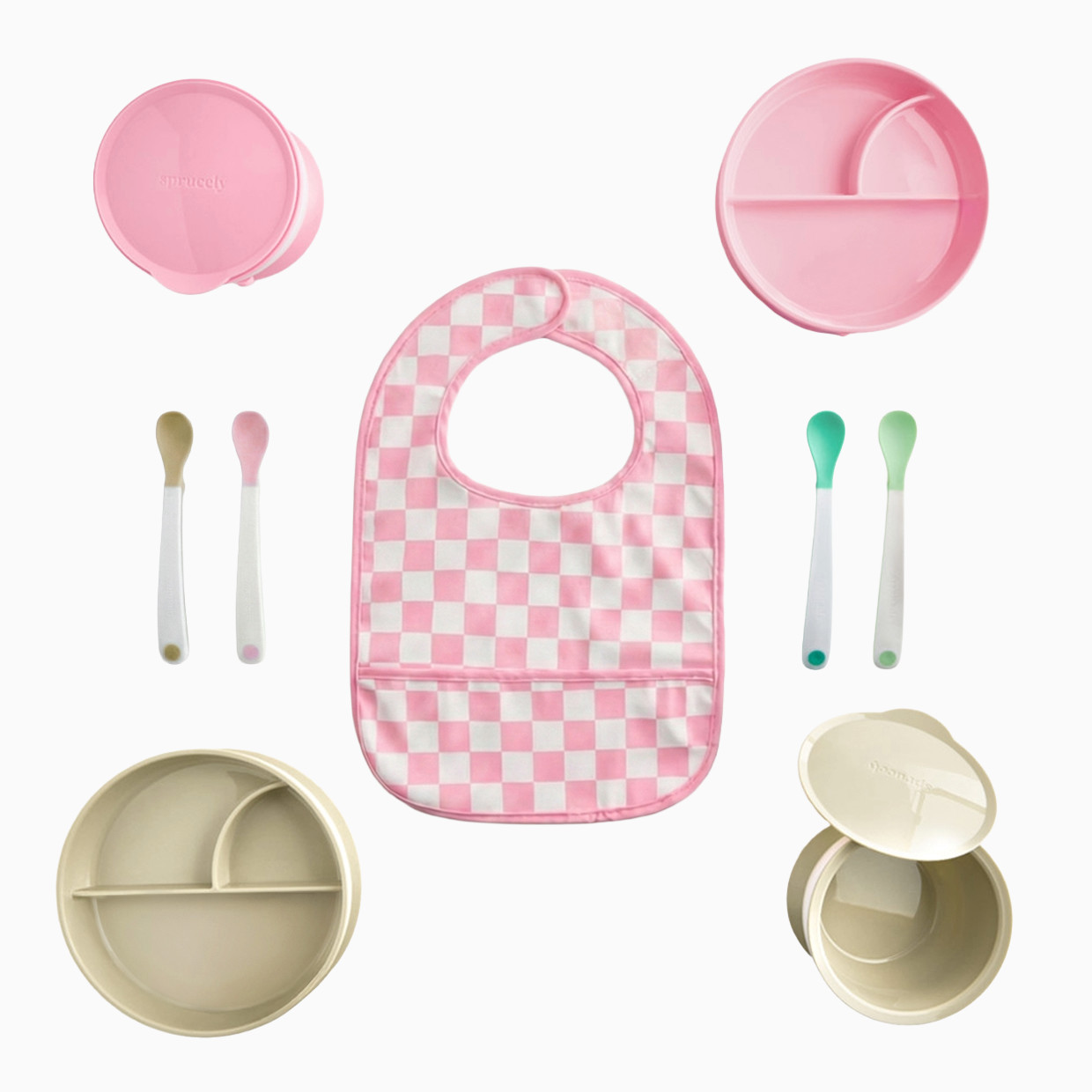 Sprucely Solid Feeding Starter Set (9-Piece) - Pink Multi.