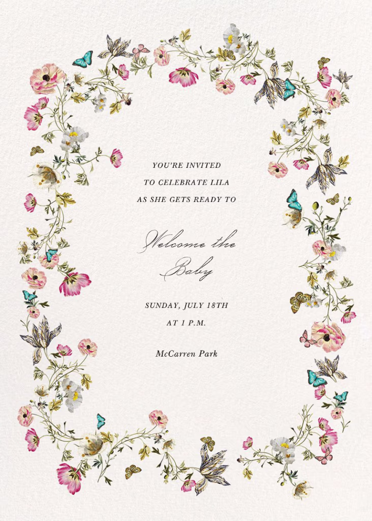 Blue Butterflies - Baby Shower Invitation.