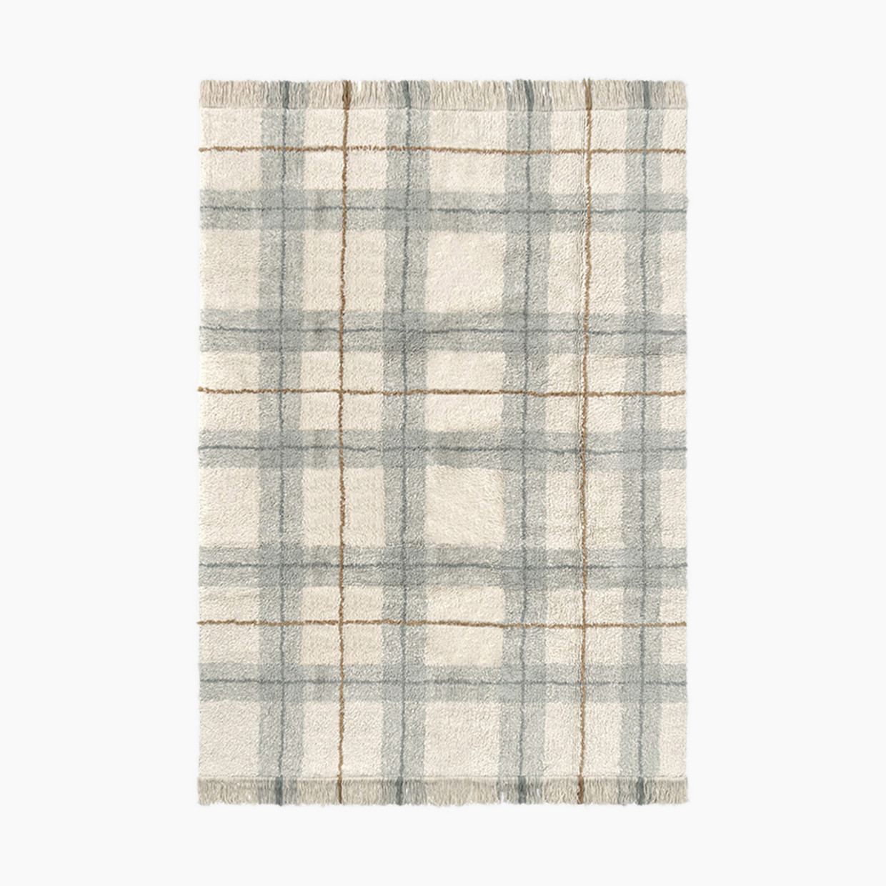 Lorena Canals Tartan Washable Rug - Blue Sage, 2' 11" X 3' 11".