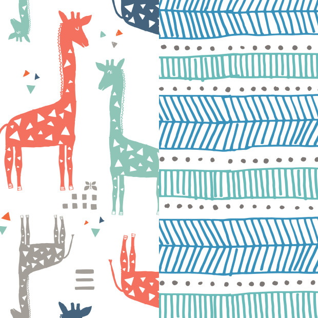 The Honest Company Club Box Diapers - Teal Tribal + Multi Color Giraffes, Size 1, 80 Count.