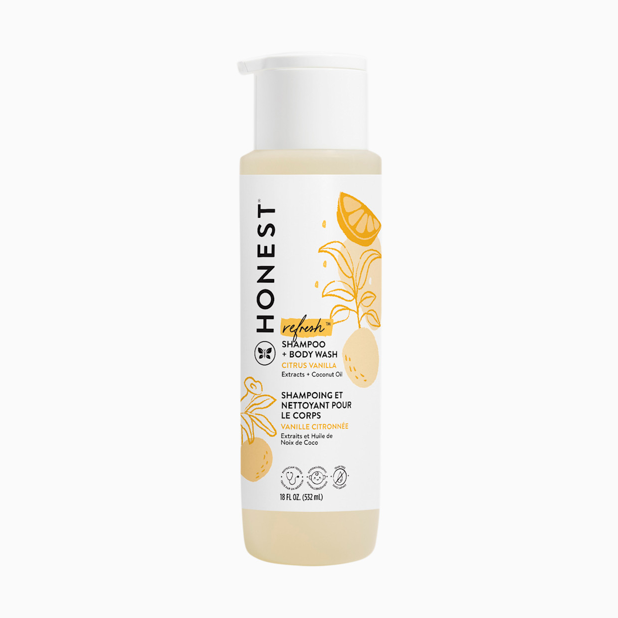 The Honest Company Shampoo & Body Wash - Refresh (Citrus Vanilla), 18 Fl Oz.