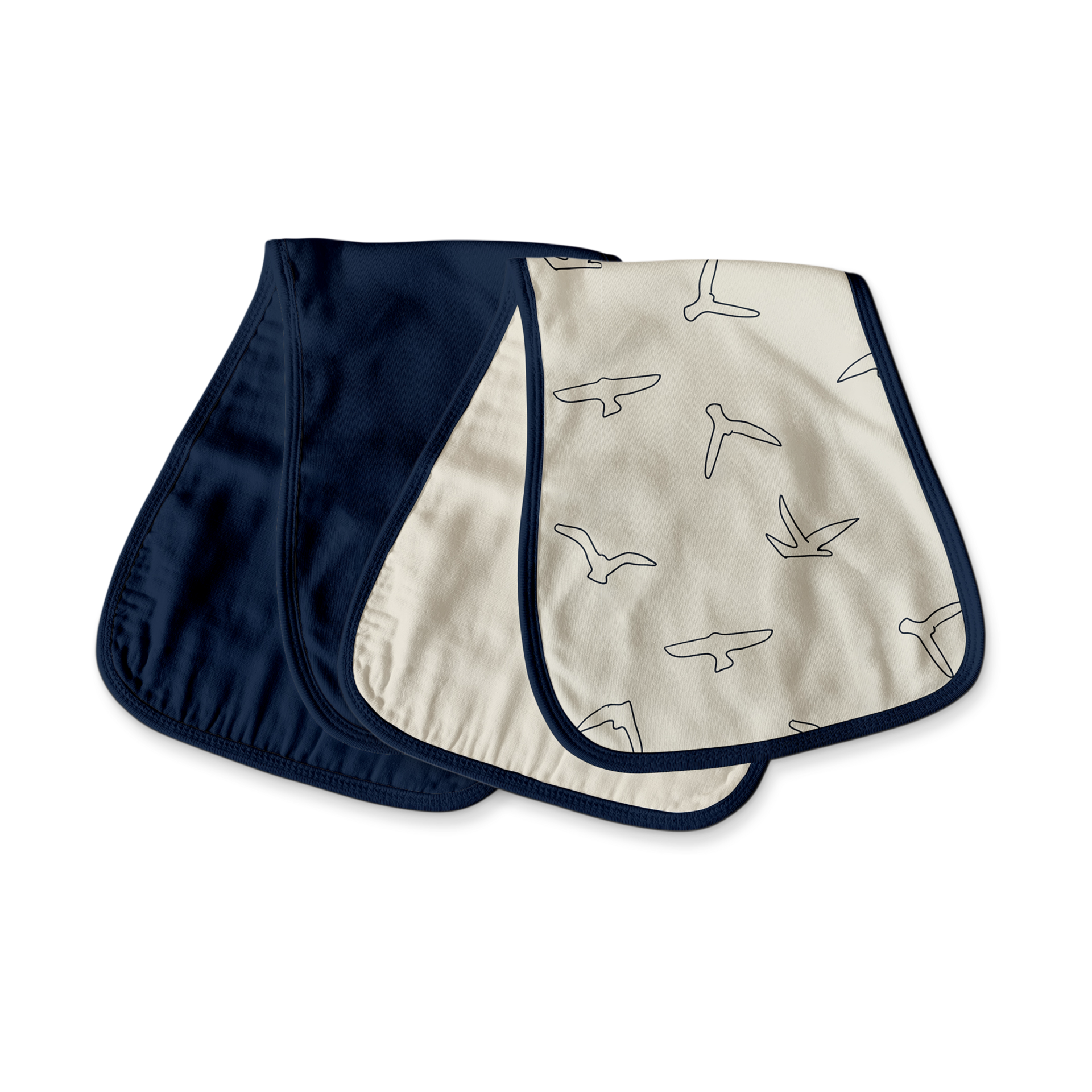 Goumi Kids x Babylist 2 Pack Burp Cloths Oat/Sparrows And Indigo