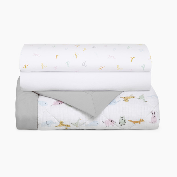 Aden + Anais Cotton Crib Bedding Set (3 Pack) - Alphabet Animals.