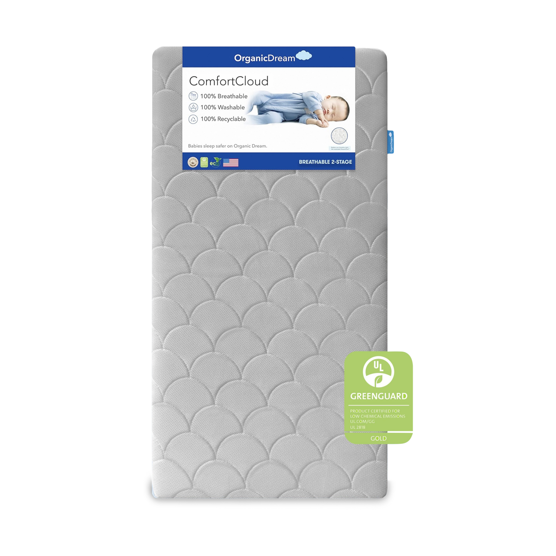 Organic Dream ComfortCloud 2Stage Crib Mattress Moonlight Gray