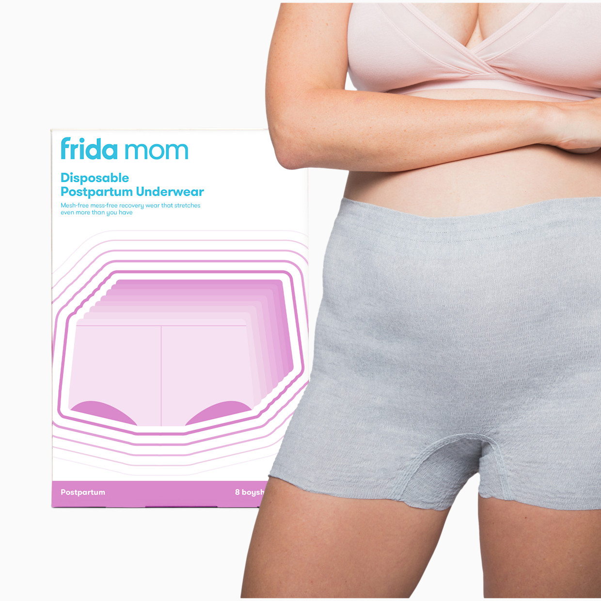 Frida Mom Disposable Boyshort Postpartum Underwear - Gray, Regular.