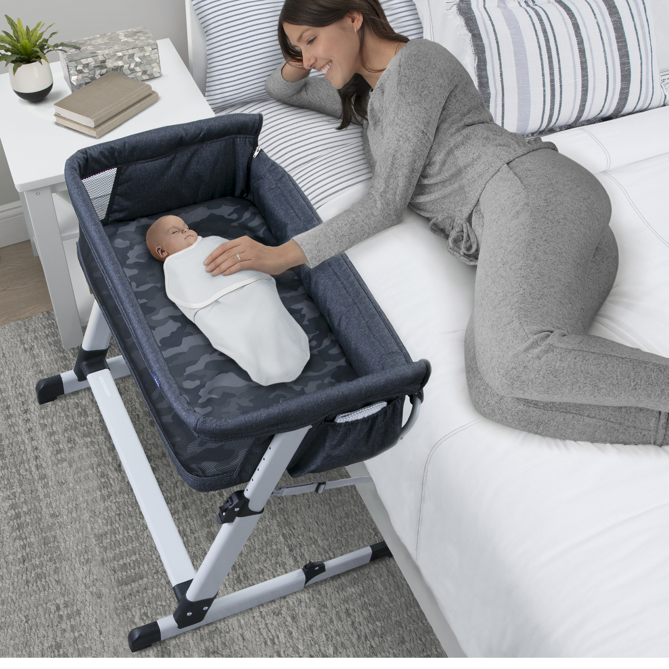 Delta Children babyGap Whisper Bedside Sleeper Black Camo