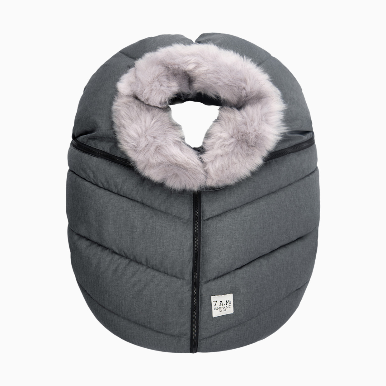 7AM Enfant Car Seat Cocoon - Heather Grey Dark Faux Fur.