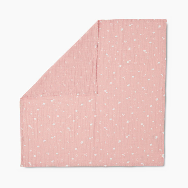 MORI Pre-Washed Burp Cloth & Muslin Swaddle - Pink, Medium.