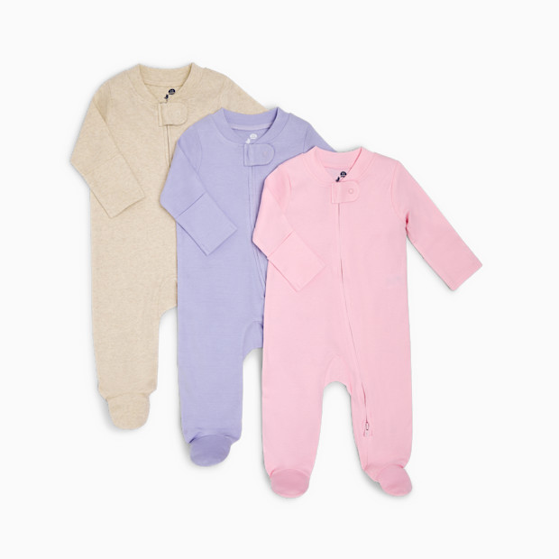 Small Story Organic Cotton Solid Zipper Footie (3 Pack).