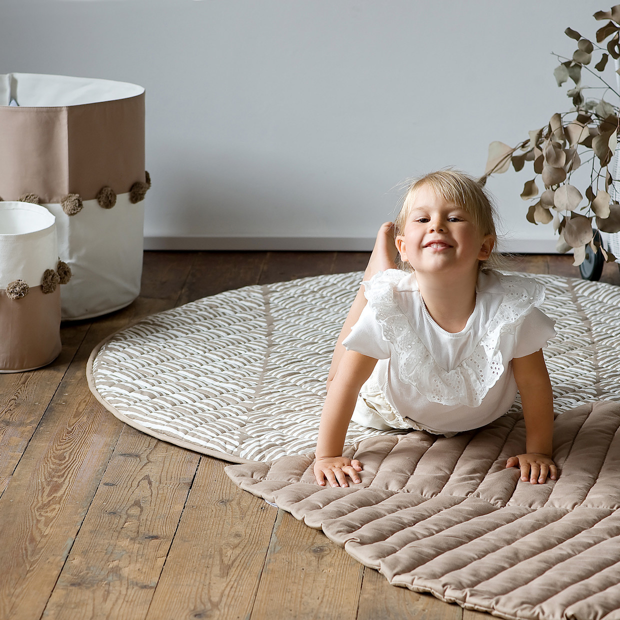 Toddlekind Snuggle Quilted Cotton Play Mat - Tan.