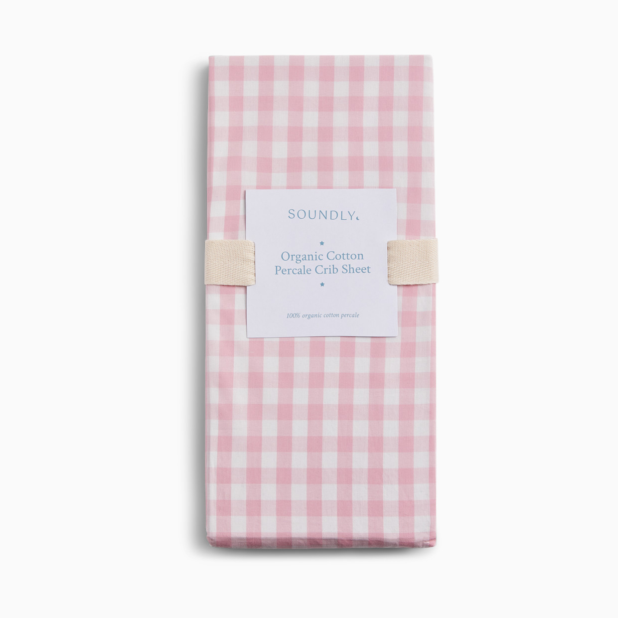 Soundly Percale Organic Crib Sheet - Pink Gingham.