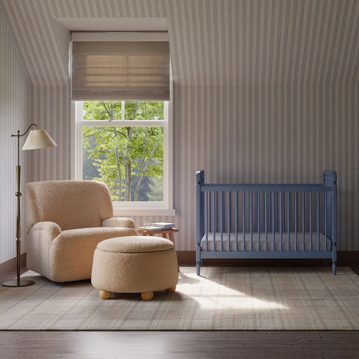 Namesake Liberty 3-in-1 Convertible Spindle Crib with Conversion Kit - Cove Blue.