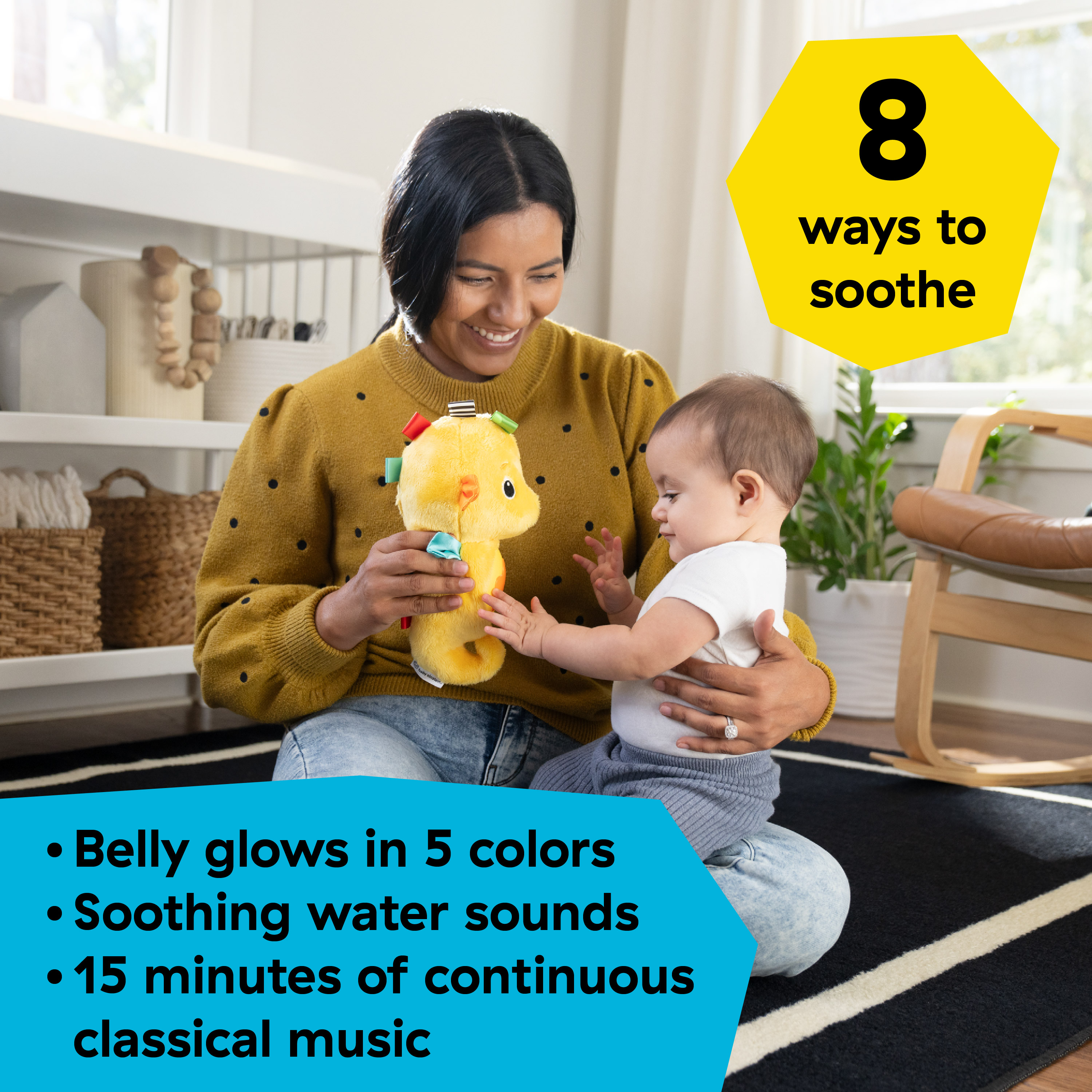 Baby Einstein Sea Dreams Seahorse Plush Soother - Yellow.