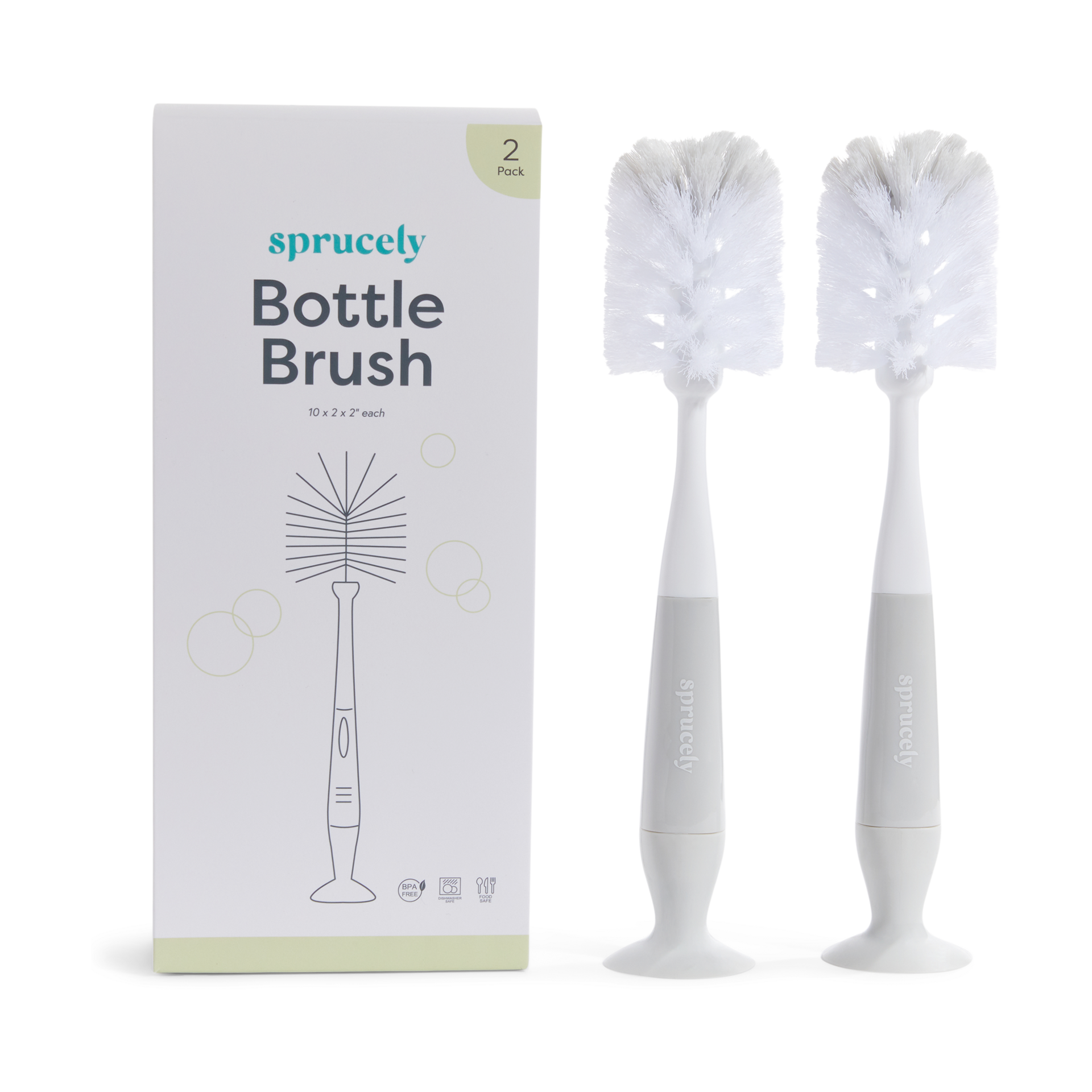Sprucely Bottle Brush (2 Pack) - White/Grey.