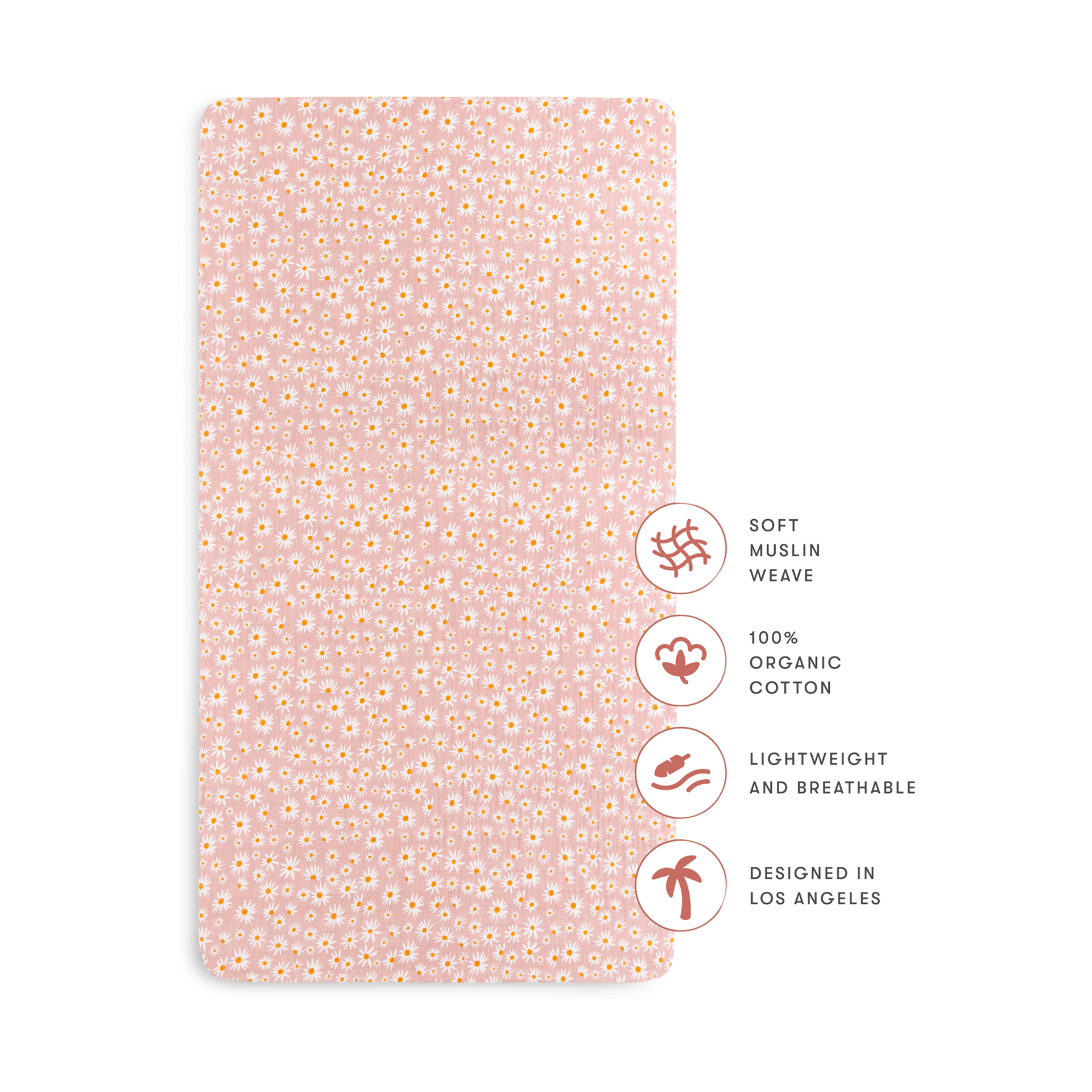 babyletto Crib Sheet in GOTS Certified Organic Muslin Cotton Daisy