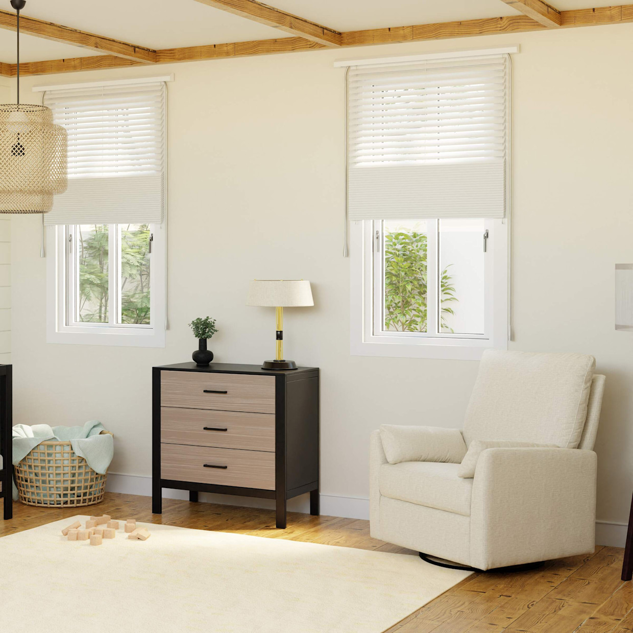 Carter's by daVinci Ethan Swivel Recliner - Performance Cream Linen.