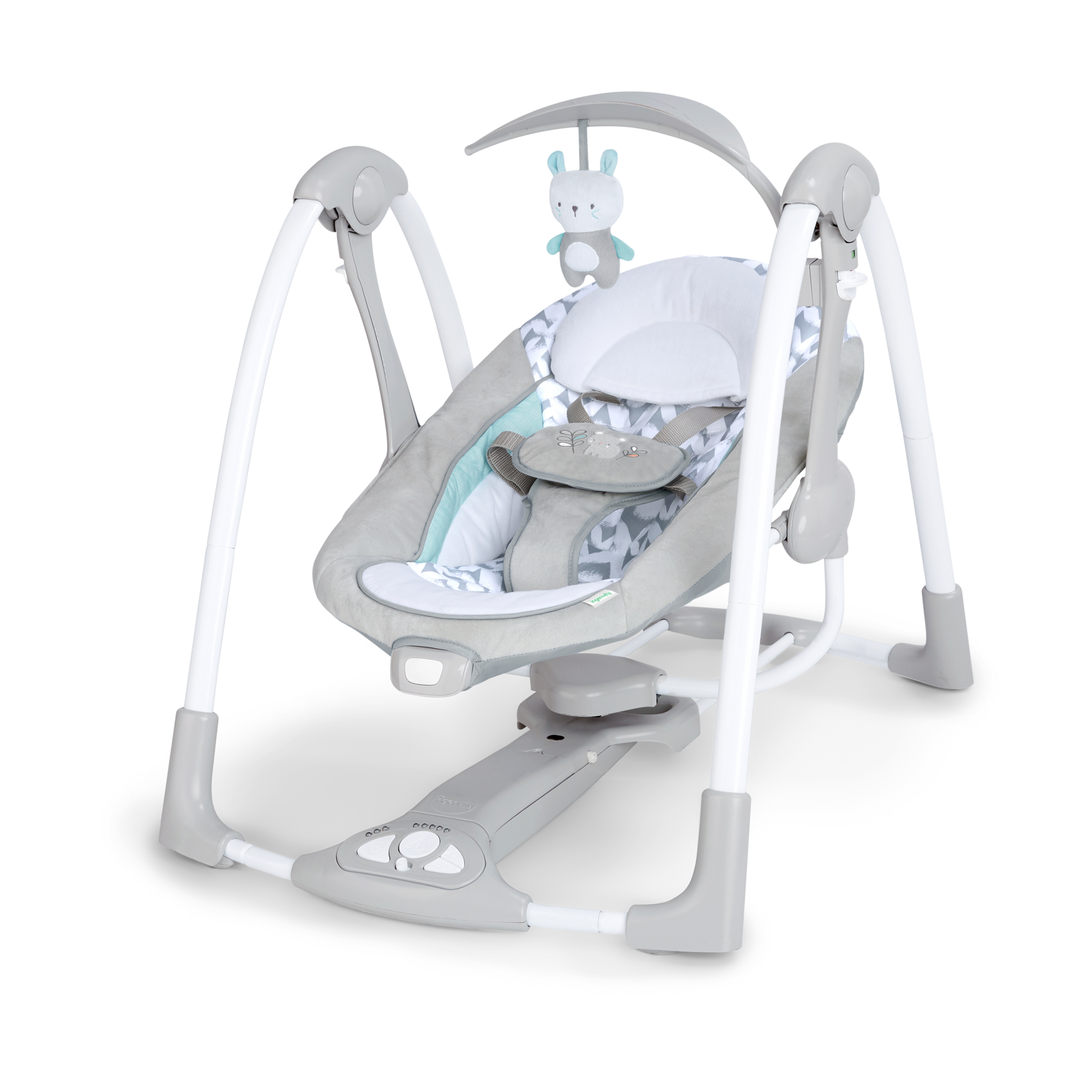 Ingenuity ConvertMe 2-in-1 Compact Portable Automatic Baby Swing & Infant Seat, Battery-Powered Vibrations, Nature Sounds, 0-9 Months 6-20 lbs (Raylan)