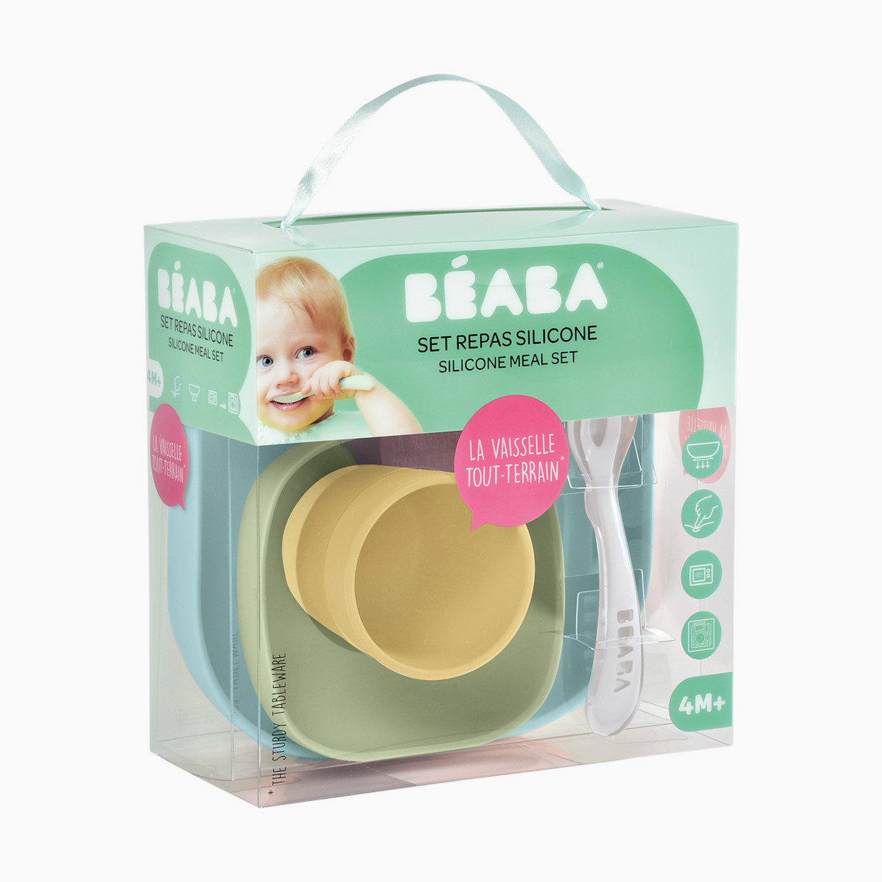 Beaba Silicone Suction Meal Set (Pack of 4) - Pastel.