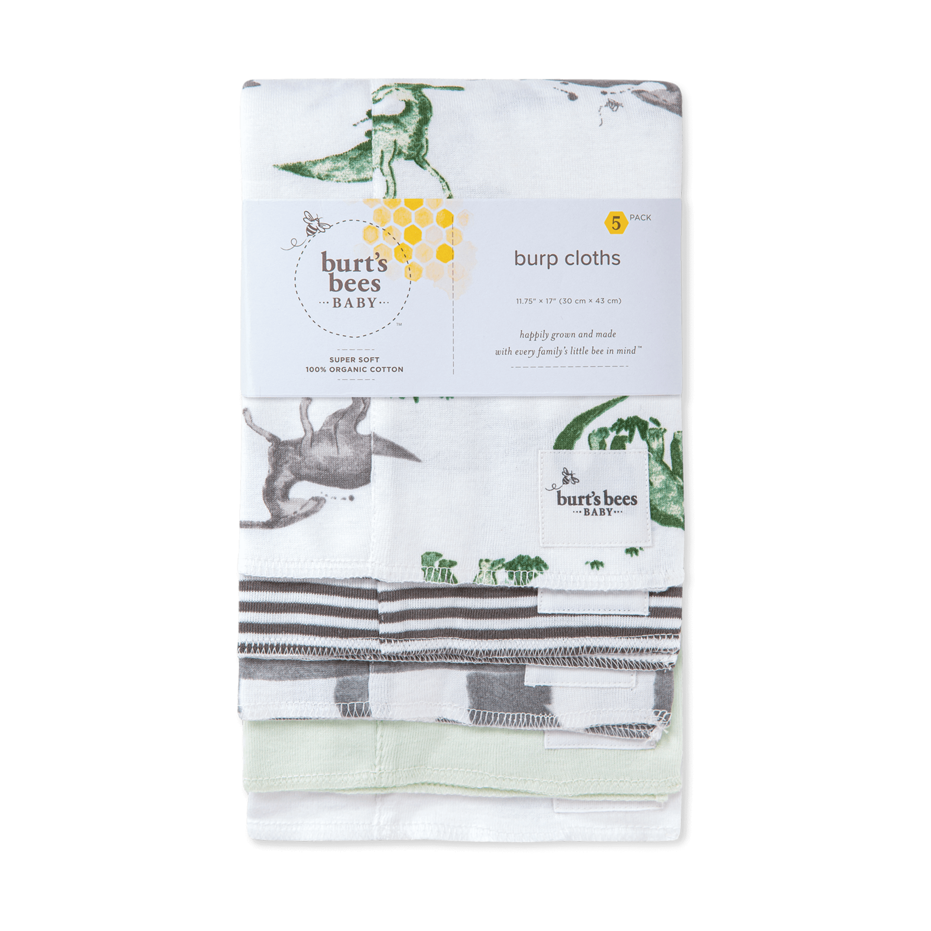 Burt's Bees Baby Organic Burp Cloth (5 Pack) Happy Herbivores