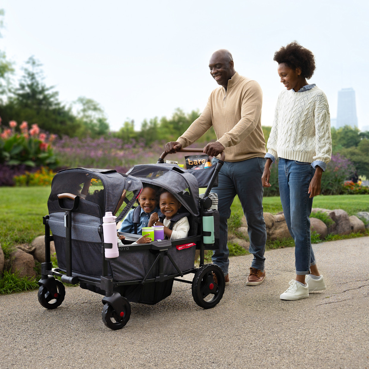 Radio Flyer Voya Quad Stroller Wagon - Dark Grey.