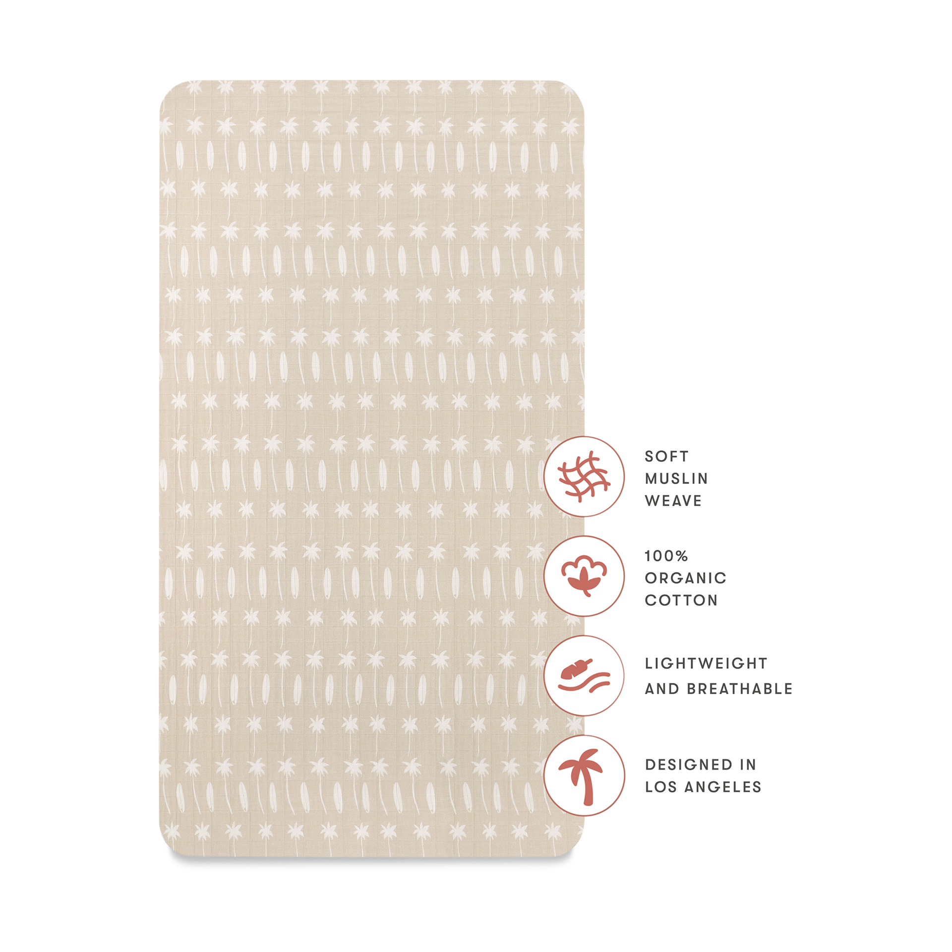 babyletto Crib Sheet in GOTS Certified Organic Muslin Cotton - Beach Bum.