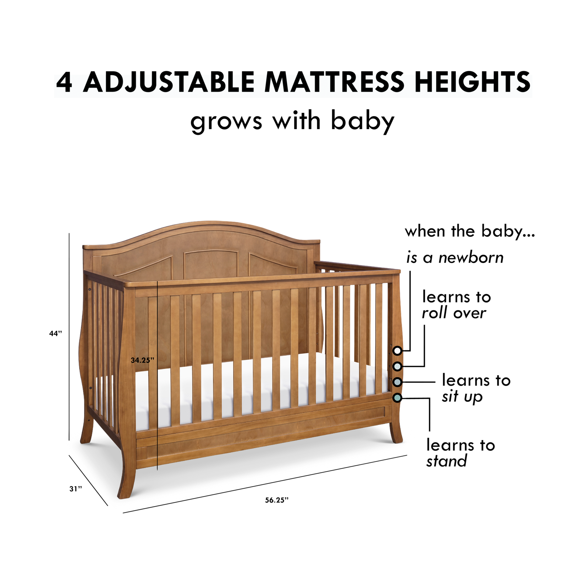 DaVinci Emmett 4in1 Convertible Crib Chestnut Babylist Shop