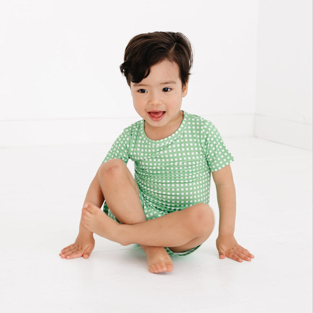 Motette Garden Gingham Short Sleeve & Shorts Bamboo Toddler Pajama Set.