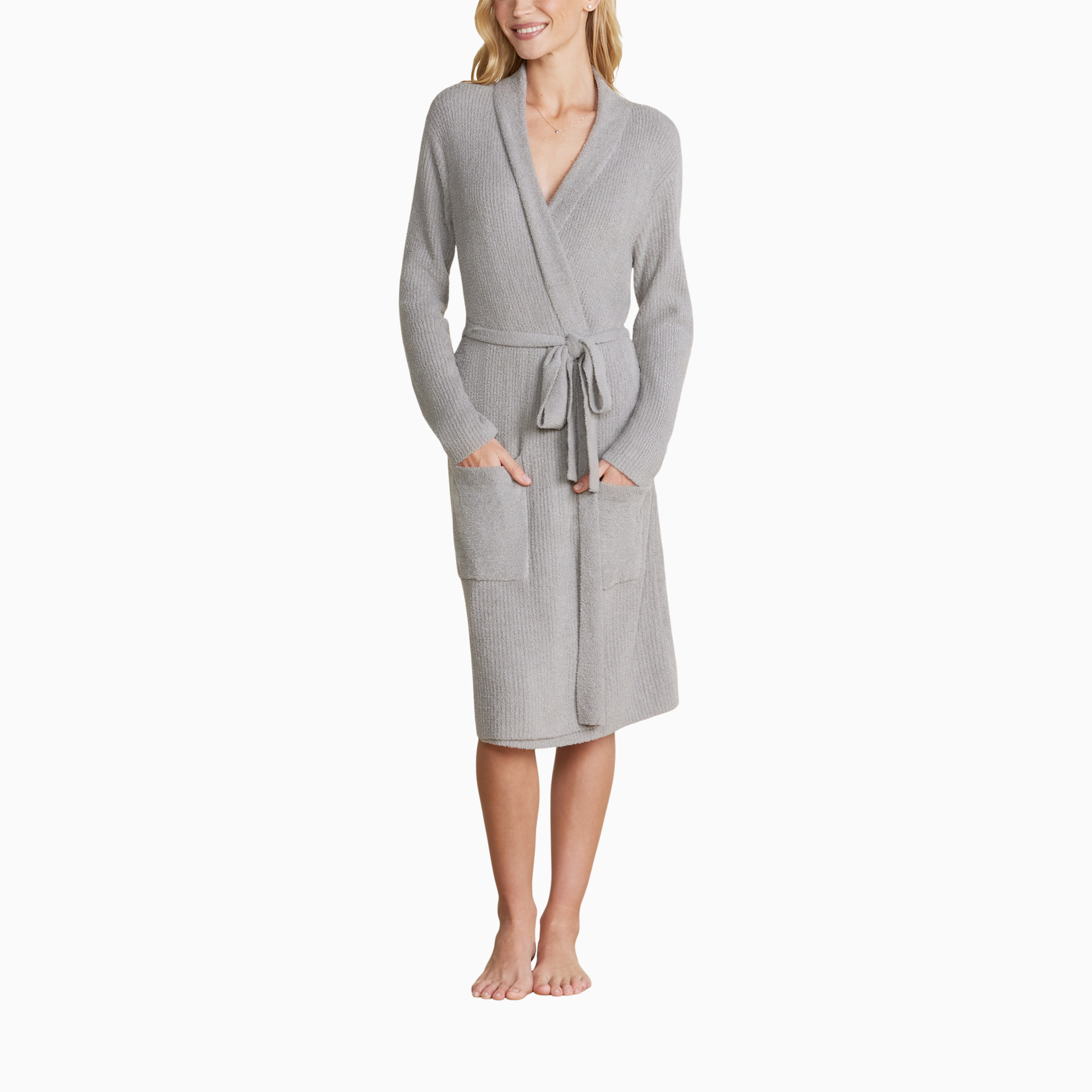 Barefoot Dreams CozyChic Lite Ribbed Robe - Dove Gray, L/Xl
